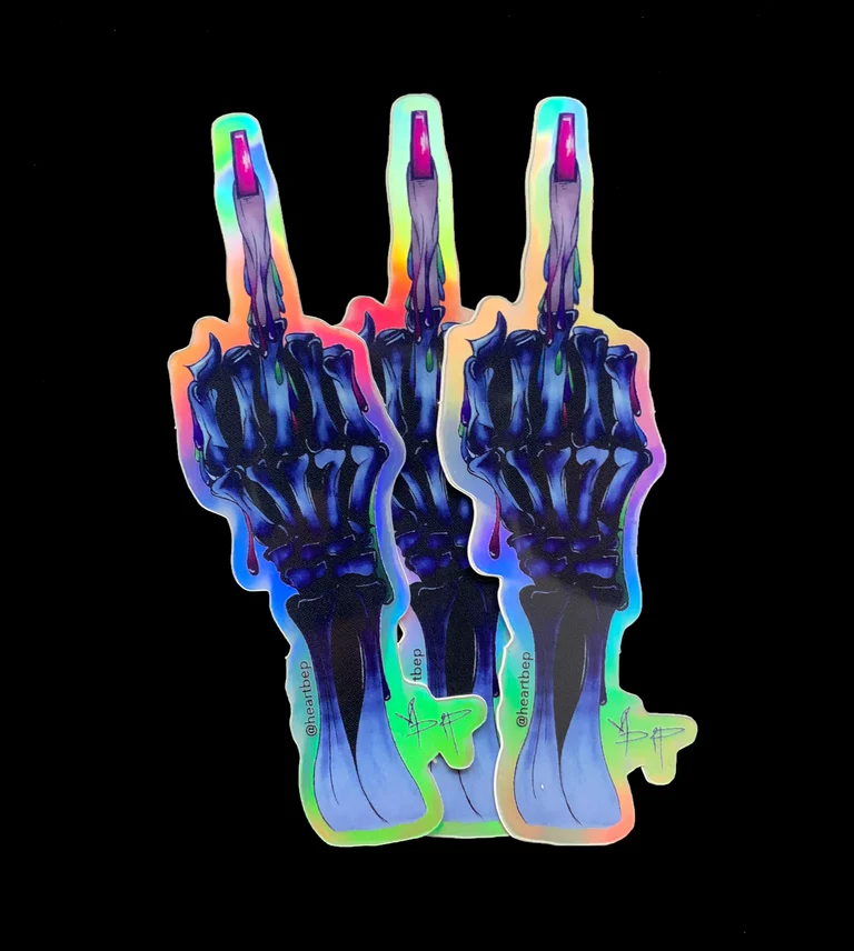 middle finger | holographic sticker