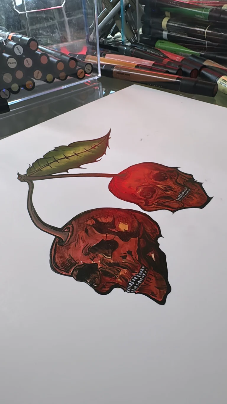 Cherry Skull | heartbep Vinyl Sticker