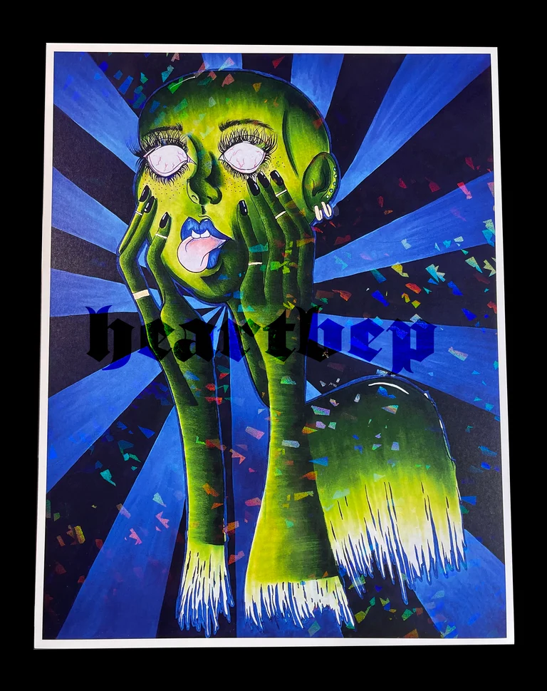 Alien Girl | holographic art print